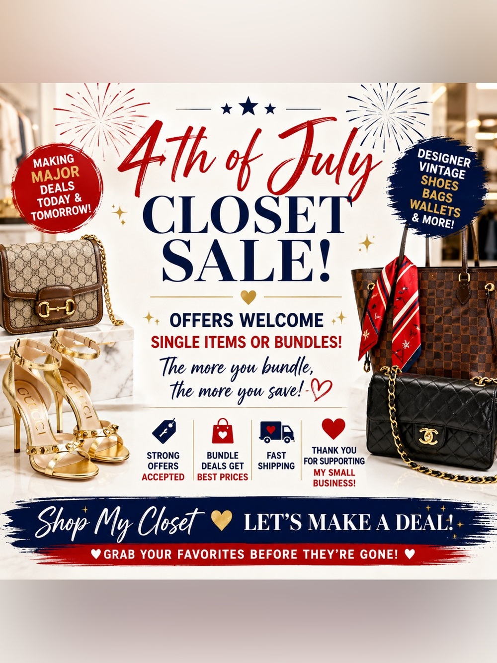4th of July Closet Sale 
Offers Welcome on Bundles